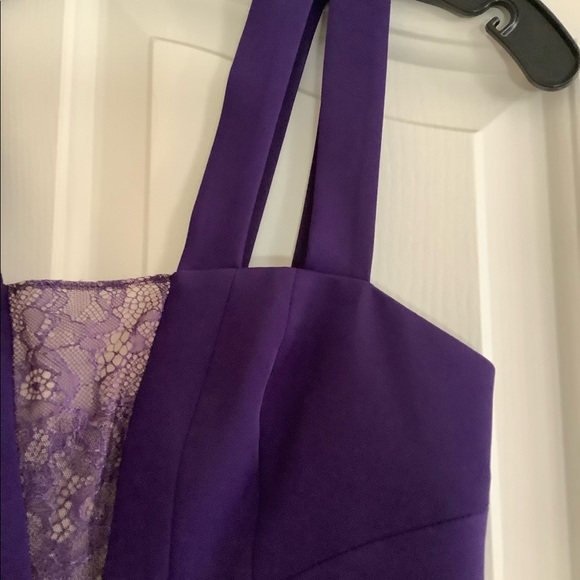 BCBG MaxAzria PlumBerry TENZIN Lace blocked pleated Dress Purple NWOT 0 - Picture 13 of 14